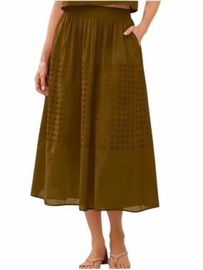 Jennifer and Grace Eyelet Chocolate Brown Maxi Skirt
